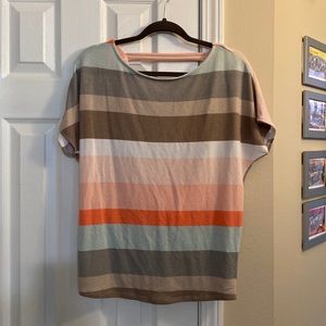 NWT White Birch, Multi-Colored Striped, Open-Back Shirt - Size Small